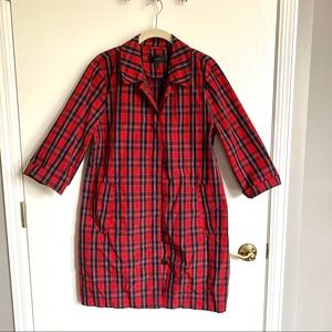 J Crew Collection red plaid trench coat - altered